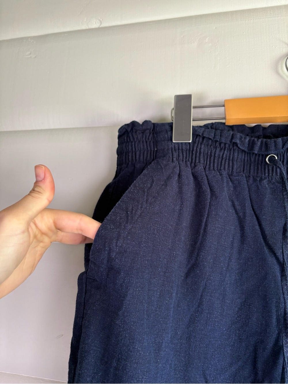 Reitmans Linen Blend Pull On Pants Navy 14 Petite - Picture 4 of 9
